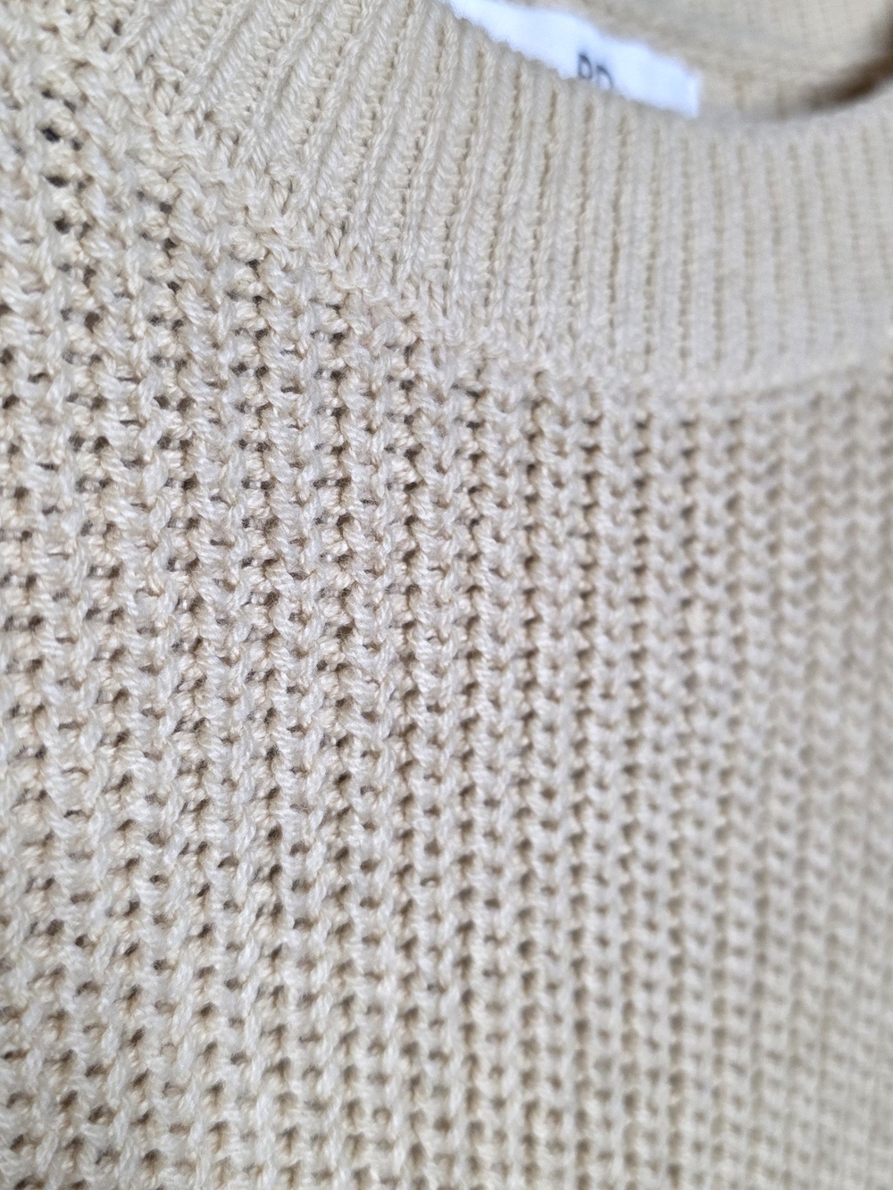 Madewell BP Womens Ribbed Crop Crewneck Sweater in Beige Cream Size Med Shaker - Picture 6 of 12